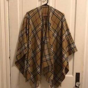 Cozy black red and tan poncho